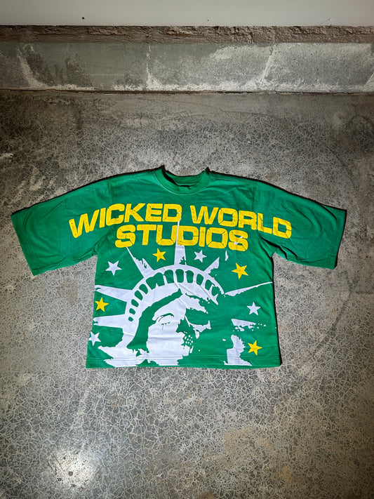 Wicked World Studios Green Crop Tee