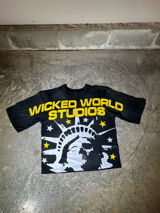 Wicked World Studios Black Crop Tee