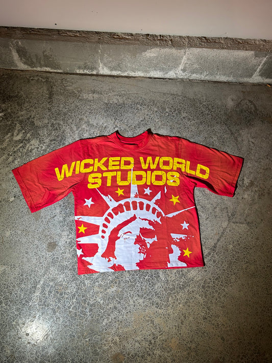 Wicked World Studios Red Crop Tee