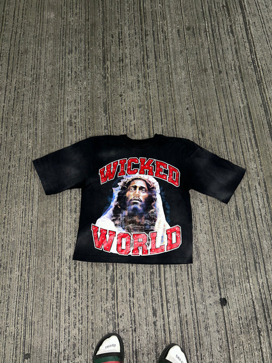 Black Jesus Oversized Crop tee Red